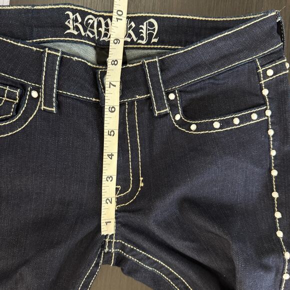 Rawkn Y2K Jeans Womens 28 Skull Studded Low Rise Denim Key Closet Skater Rocker - Picture 12 of 14